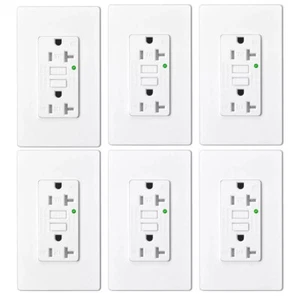 20AMP GFCI Outlet, 6-Pack Self-Test GFCI Receptacle with LED Indicator - Picture 1 of 5