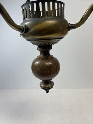 Lámpara de araña colonial madera latón vintage colgante MCM LEER Foto 1 de 4