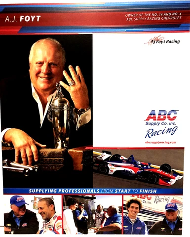 2018 A.J. FOYT ABC SUPPLY CO. INC RACING TEAM OWNER #14 CHEVY INDY CAR POSTCARD Cover