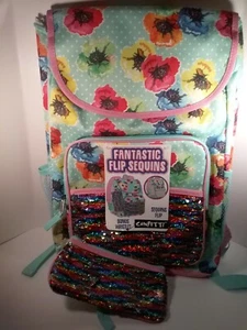 Flower Sequin Backpack with Pencil Pouch (New) - Picture 1 of 4
