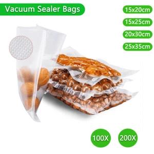 100/200PCS Vacuum Sealer Bags Precut Food Storage Saver Heat Seal Cryovac 4 Size - Picture 1 of 16