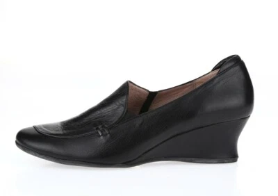 Womens BEAUTIFEEL Black Leather Slip On Round Toe Heels Wedges Shoes Size 41 - Image 1 of 4