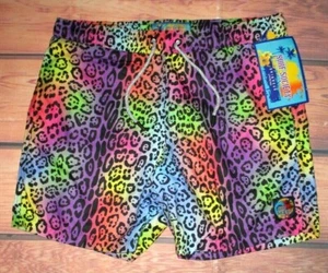 MENS SURF SOCIETY DRAWSTRING LEOPARD ANIMAL PRINT SWIM BOARD SHORTS SIZE M - Picture 1 of 3