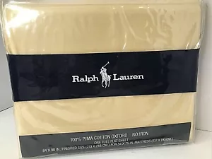 NEU Ralph Lauren Home Col komplettes flaches Laken 100 % Pima-Baumwolle Oxford gelb Vintage USA - Bild 1 von 12