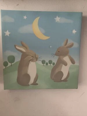 Deco- Bunnies & Moon | Lienzo Kids Line 12x12x 1,5"" de grosor Foto 1 de 4