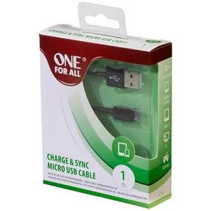 One For All CC3312 Nickel Plated Charge & Sync Male to Micro USB 1m Cable - Blk - Picture 1 of 1