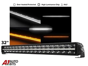 32" PRO Led Light Bar Piano Key Design White Amber Position Lamp 12-24V Dual Row - Picture 1 of 14