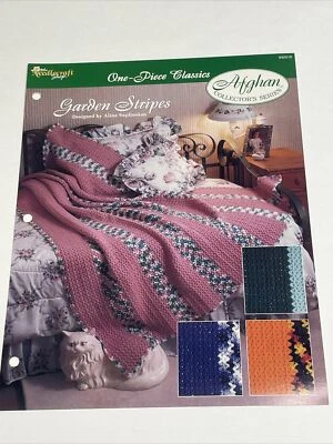 Garden Stripes Afghan One Piece Classics Crochet Pattern Needlecraft Shop - Image 1 of 4