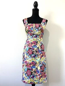 Teaberry Size 14 Straight Pencil Dress Sleeveless Floral Pattern Cotton - Picture 1 of 9