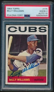 BILLY WILLIAMS #175 1964 Topps Baseball PSA/DNA AUTO 10 PSA 2 CUBS - Picture 1 of 2