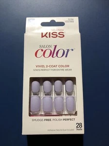 Kiss Nails Salon Color  Press or Glue Manicure Short Gel Matte Light Purple - Picture 1 of 1