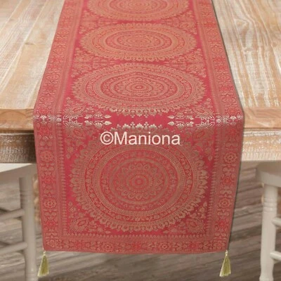 Indian Handmade Table Runner,Brocade, Silk, Mandala16X72 Cookware Dining Table - Image 1 of 4