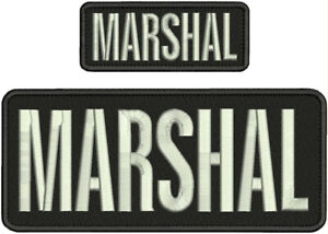 MARSHAL EMB PATCH 4X10 AND 2X5 HOOK ON BACK /BLACK/SILVER