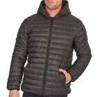 Mens Puffer Hooded Jackets Quilted Lightweight Coats Casual Padded Windproof New