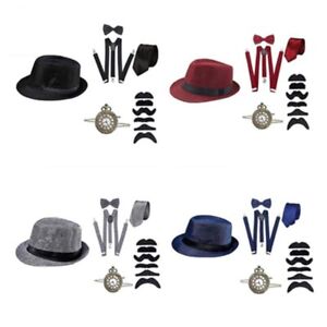 Y-Back Suspenders Hat Great Gatsby Pocket Watch Cosplay Costumes Accessory