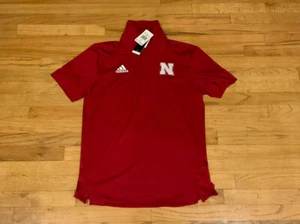 Adidas Nebraska Cornhuskers Coaches Tech Red Polo Shirt #GE1731 NCAA Size XL New - Picture 1 of 7