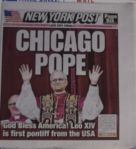 Pope Leo XIV First American Pope New York Post 5/9/2025 👍 - Picture 1 of 1