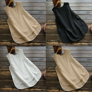 Lockeres ärmelloses Top im Leinenstil Damen Tank Bluse Damen Trägershirt Leinenstil - Bild 1 von 9