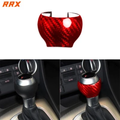 Cubierta de perilla de cambio de marchas de consola de fibra de carbono seca roja para Audi A3 Q3 TTRS RSQ3 Foto 1 de 4
