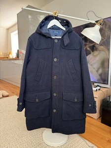 Polo RALPH LAUREN WOOL PARKA Mens Navy Blue Long Hooded Coat size L Large Rare - Picture 1 of 23