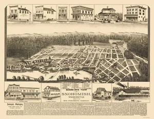 Vista panorámica histórica - Snohomish Washington - Elliot 1890 - 23 x 29,55 - Imagen 1 de 20
