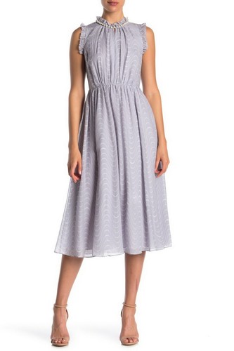 NUOVO abito Kate Spade in seta con scollo arricciato a pois ondulato e finta perla taglia 0 prezzo al pubblico consigliato $598