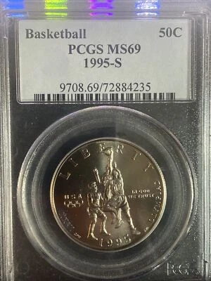 1995-S PCGS Basketball  Half Dollar MS 69 - Image 1 of 2