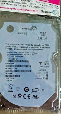SEAGATE ST940818AM HDD 9DHA31-750 40GB 5400RPM IDE 2.5" HARD DRIVE DISK - Image 1 of 2