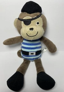 Carters Pirate Monkey Plush Blue Stripes Baby Stuffed Animal Toy 10" Lovey - Picture 1 of 8