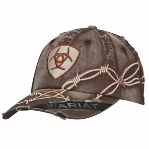 Gorra de béisbol ARIAT marrón envejecido con alambre de púas para hombre - Imagen 1 de 2