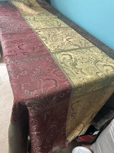 Tablecloth Rectangular Fall colors Paisley Pattern Red/Green/Gold 59 X 102 - Picture 1 of 9