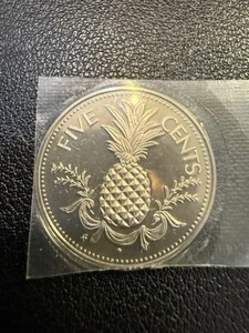 1975 BAHAMAS PROOF 5 CENTS (PINEAPPLE) - J29803 - Picture 1 of 2