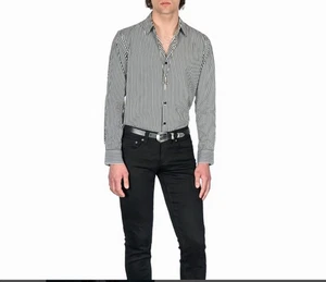 Straight to Hell Rip This Joint Striped Long Sleeve Button Up Shirt Size Large - Picture 1 of 12