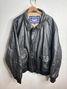 Airborne Leathers Air Force Jacket Mens 3XL Black Leather Bomber A-2 Zip Pockets - Picture 1 of 7