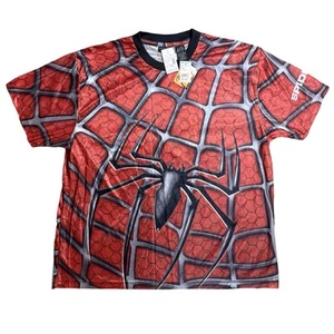 Camicia Spiderman 2 2004 taglia 2XL stampa all over promo logo AOP nuova con etichette HTF - Foto 1 di 4