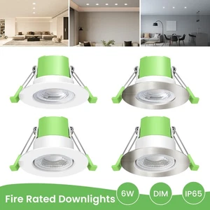 Fire Rated Recessed LED Ceiling light CCT Dimmable Waterproof Bathroom Downlight - Picture 1 of 11