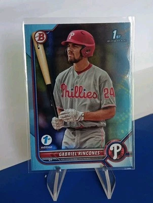 Gabriel Rincones #BD142 2022 Bowman Draft 1st Edition Sky Blue Foil Phillies - Image 1 of 3