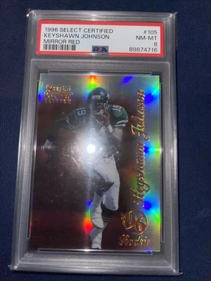 1996 KEYSHAWN JOHNSON Select Certified Mirror Red Rookie Rc #105 PSA 8 - Image 1 of 2