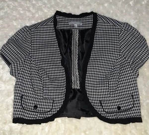 Charlotte Russe Black Gray Houndstooth Y2K Bolero Shrug Open Front Short Cropped - Picture 1 of 10