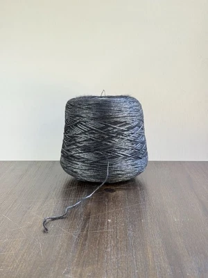 850g Wool & Synthetic Fiber Blends 1/2.35nm Black+Silver Italy Yarn - Image 1 of 4