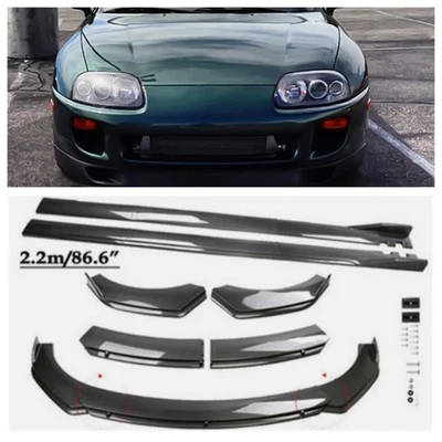 Fits 93-98 Toyota Supra Carbon Style Front Bumper Lip Splitter  Kit Side Skirt Foto 1 de 4
