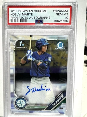 NOELVI MARTE 2019 BOWMAN CHROME 1st. ROOKIE ON CARD AUTO PSA 10 - Image 1 of 3