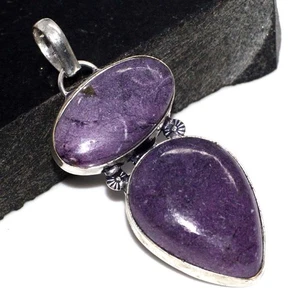 Long Lepidolite 925 Silver Plated Handmade Pendant 2.3" Gift Jewelry GW - Picture 1 of 3