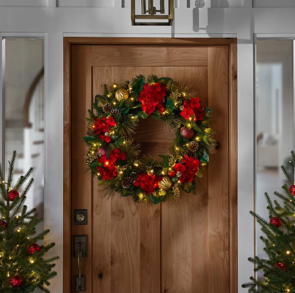 Guirnaldas Navideñas Guirnalda Feliz Navidad Guirnalda Navideña Con Luces  LED - 1.8m O 2.7m, Piñas Y Frutos, Para Interior/Exterior Funda Navideña Para  Puerta Guirnalda Navidad Sin Luz, image size:939x934