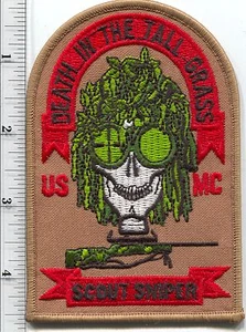 USMC Marine Scout Scharfschütze Tod im hohen Gras Aufbügeln Aufnäher - Bild 1 von 1