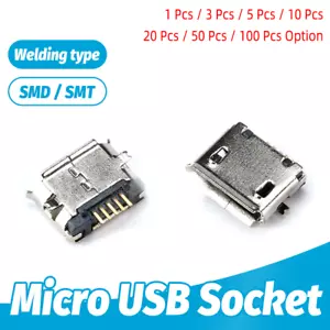 Micro Mini USB Type B Female 5 Pin SMD SMT Jack Port Socket Connector PCB - Picture 1 of 6