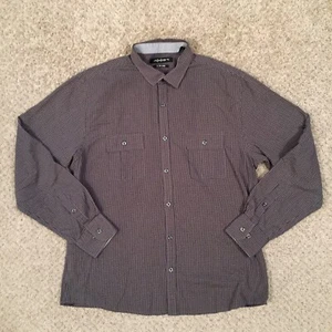 Axist Shirt Mens Large Slim Fit Gray Check Long Sleeve Button Up Pockets Casual - Picture 1 of 11