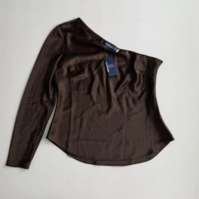 Blusa Top Polo Ralph Lauren Satén Un Hombro Talla 14 Minimalista Moderna Elegante Foto 1 de 4