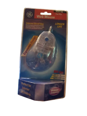 GE Web Mouse Clear Ergonomic 800 DPI Track Ball Mouse H097765 New Sealed - Image 1 of 4
