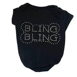 Adorable "Bling Bling" Dog Shirt - Black - X-Small - Picture 1 of 4